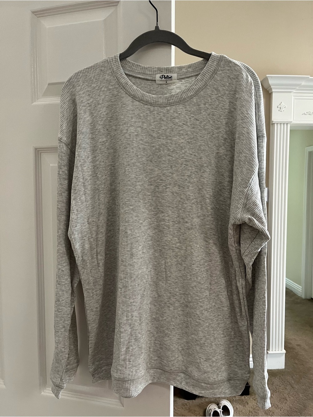 Pulse Light Gray Ribbed Long-Sleeve Shirt